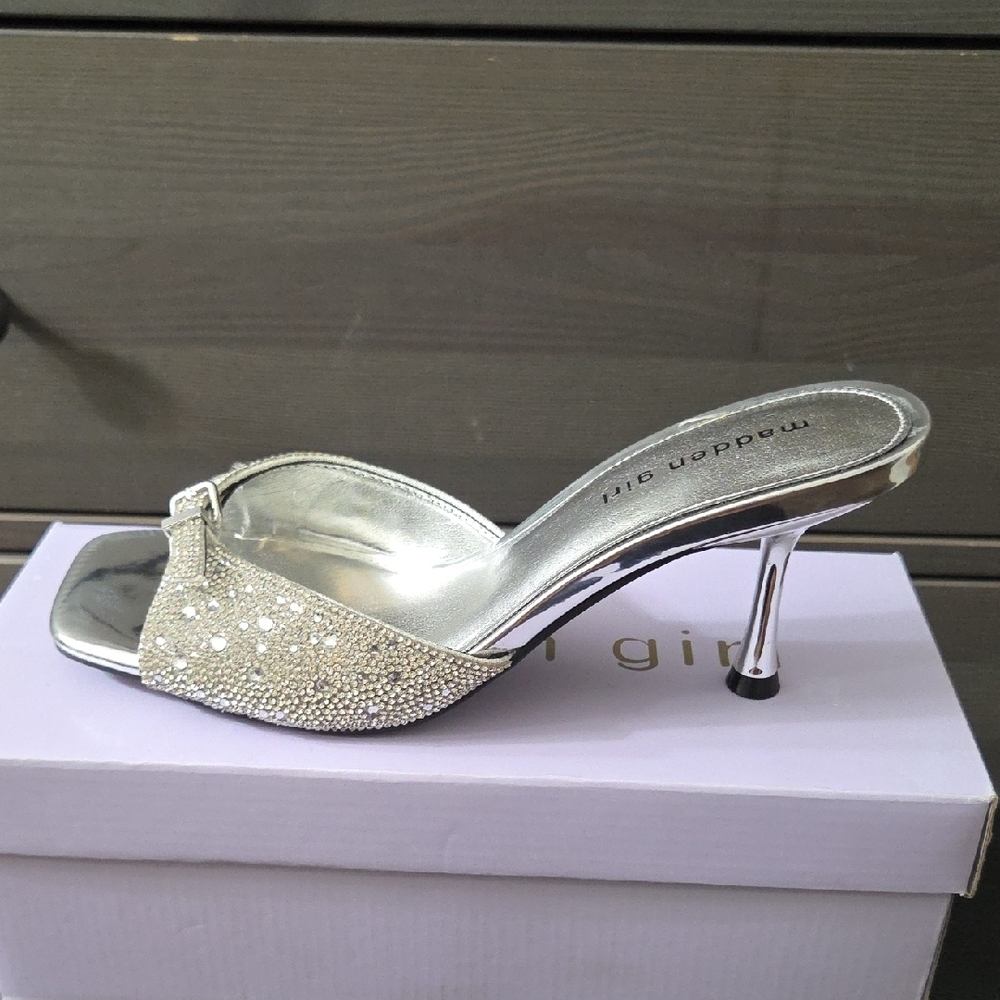 Steve Madden Silver Rhinestone Heels - Picture 4 of 11
